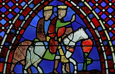 Vetrata raffigurante due Magi a cavallo